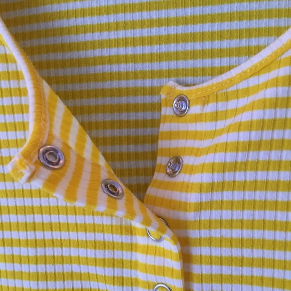 Yellow and White Stripped Garage button up - Picture 3 of 3